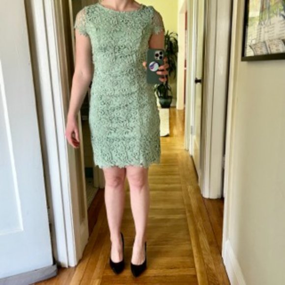 Backless Sage Green Lace Dress - Picture 7 of 8